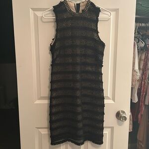 J. Crew Lace Fringe Black Cocktail Dress holidays